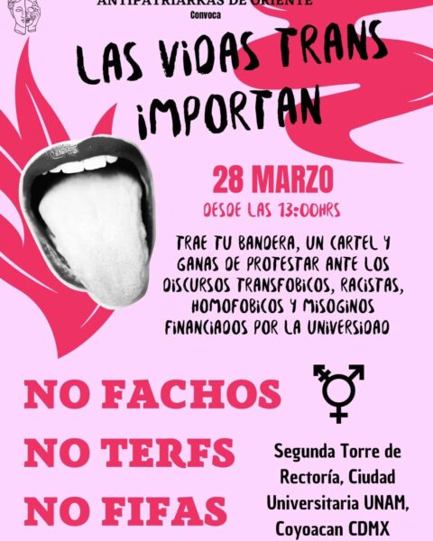movilización #unamsintransfobia foro unam transfobia 28 marzo
