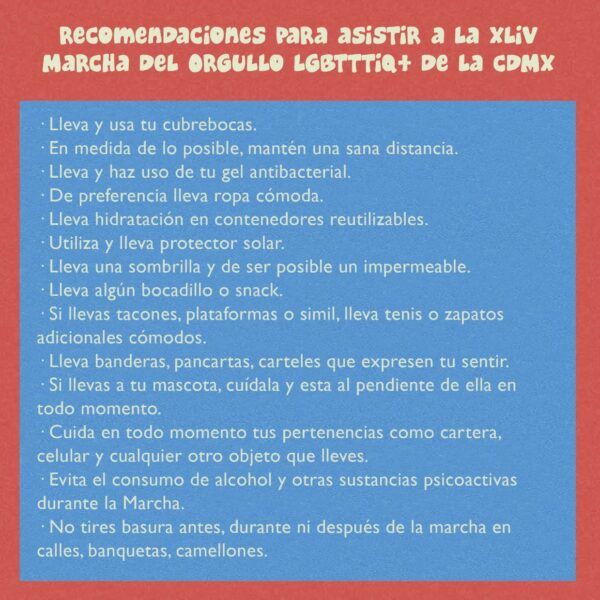 recomendaciones marcha orgullo cdmx 2022