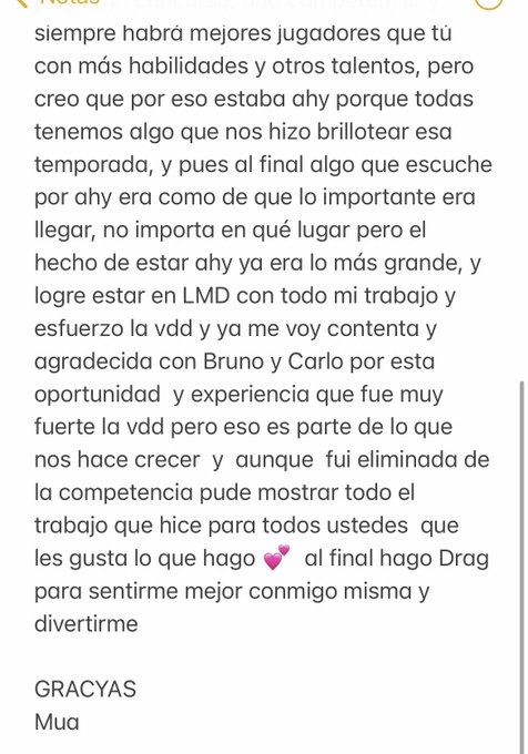 Mensaje de Deseos tras ser eliminada en La más draga 5 LMD5