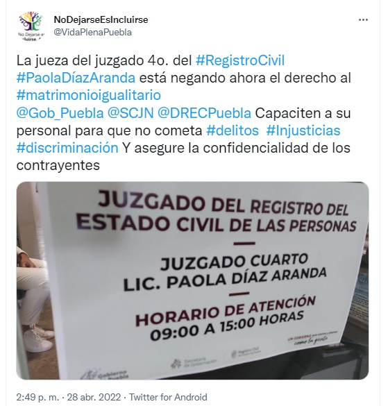 Director del Registro Civil de Puebla discrimina a personas con VIH