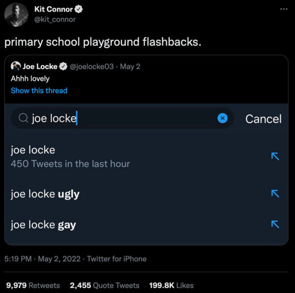 joe locke bullying twitter