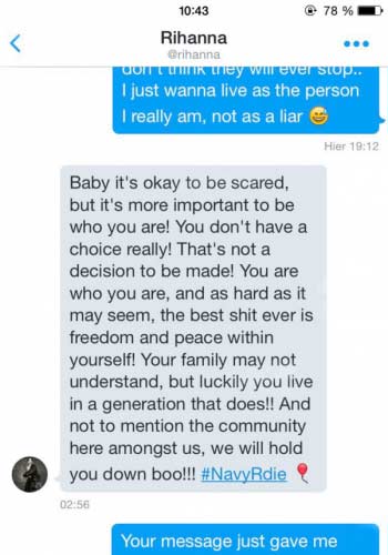 Rihanna conversación con fan gay