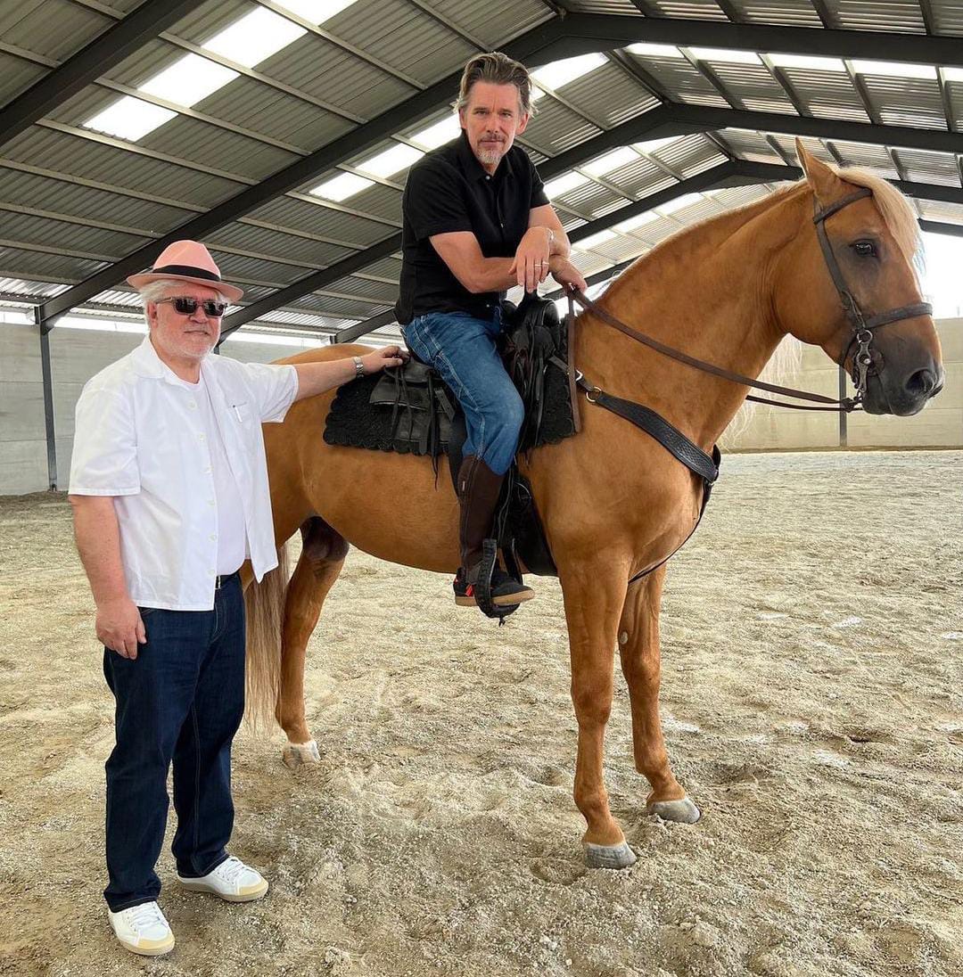 Ethan Hawke junto a Pedro Almodóvar