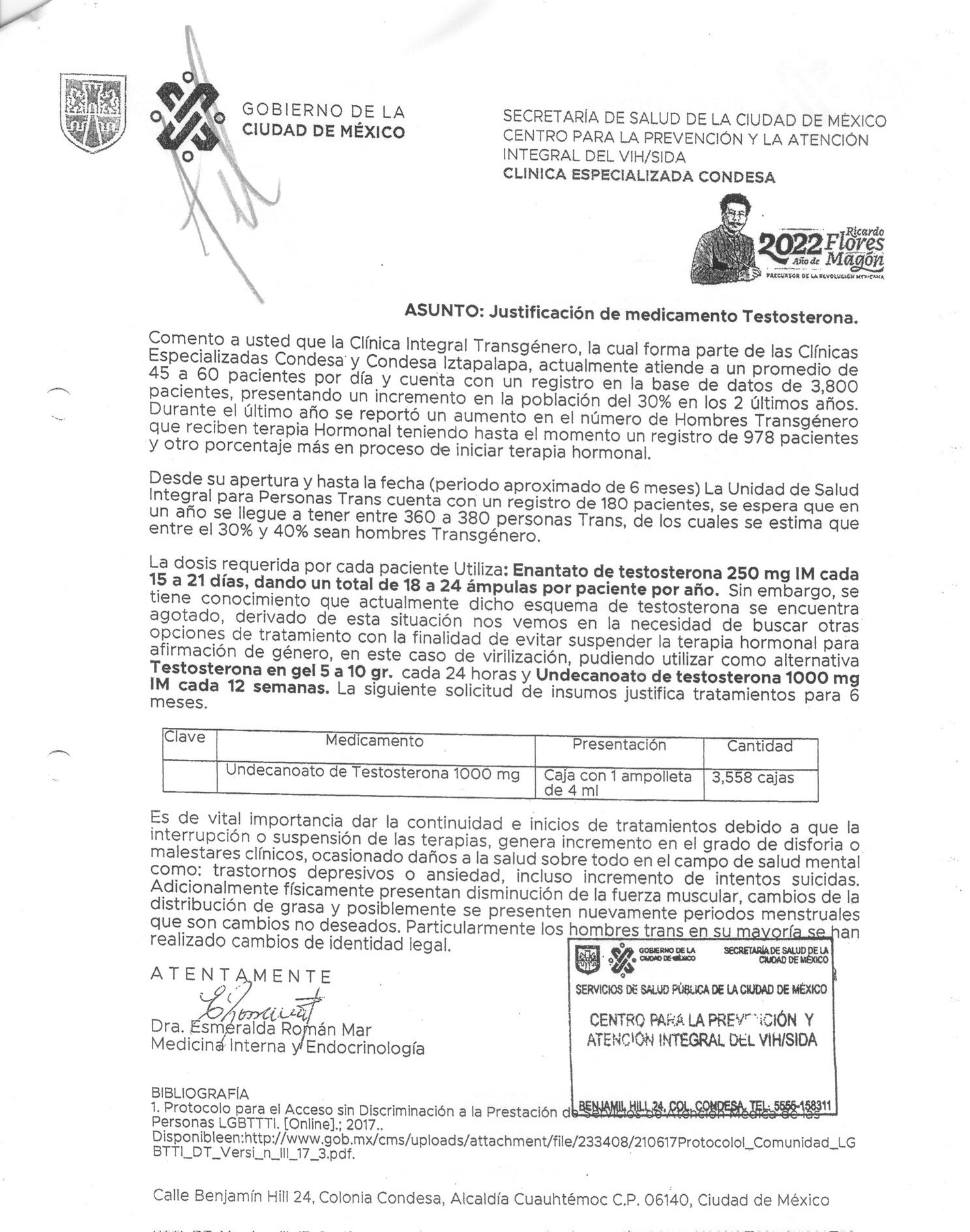 Justificación Andrea González Rodríguez desabasto testosterona