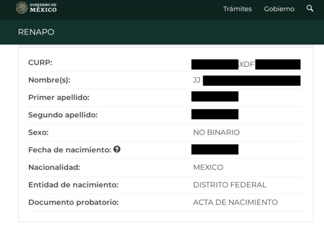 primera curp no binaria renapo méxico