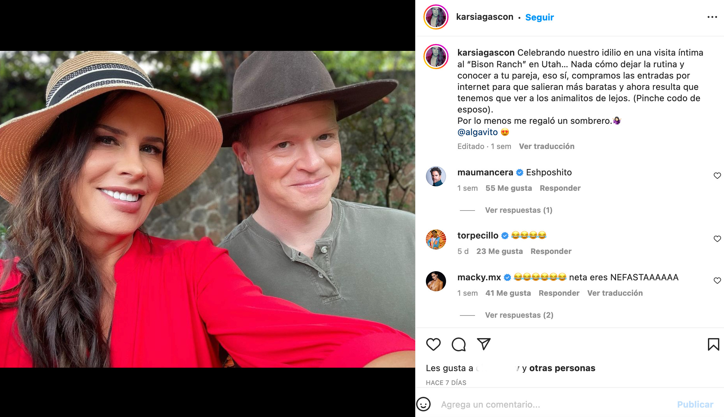 arturo lópez gavito karla sofía gascón pareja masterchef celebrity vacaciones Instagram