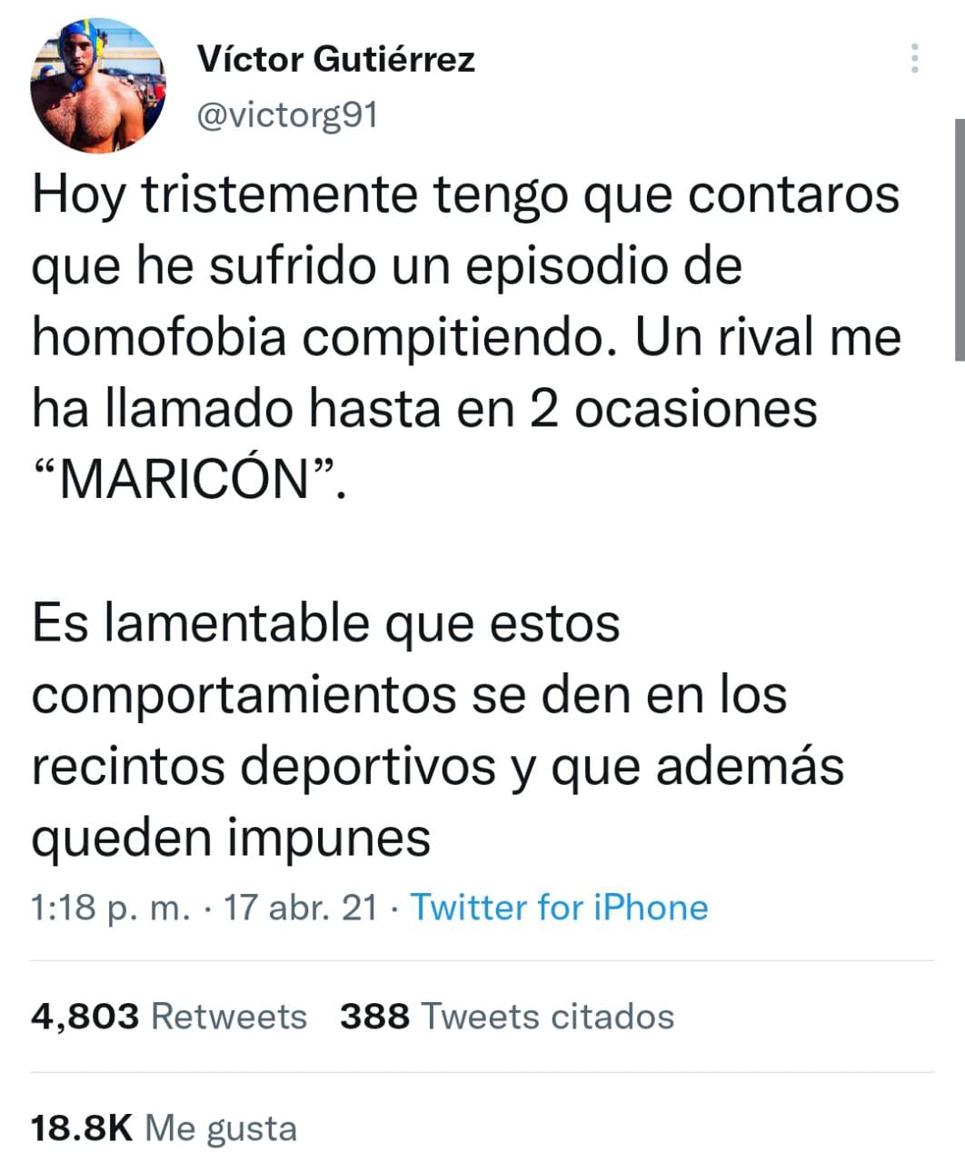 victor gutierrez tuit denuncia homofobia
