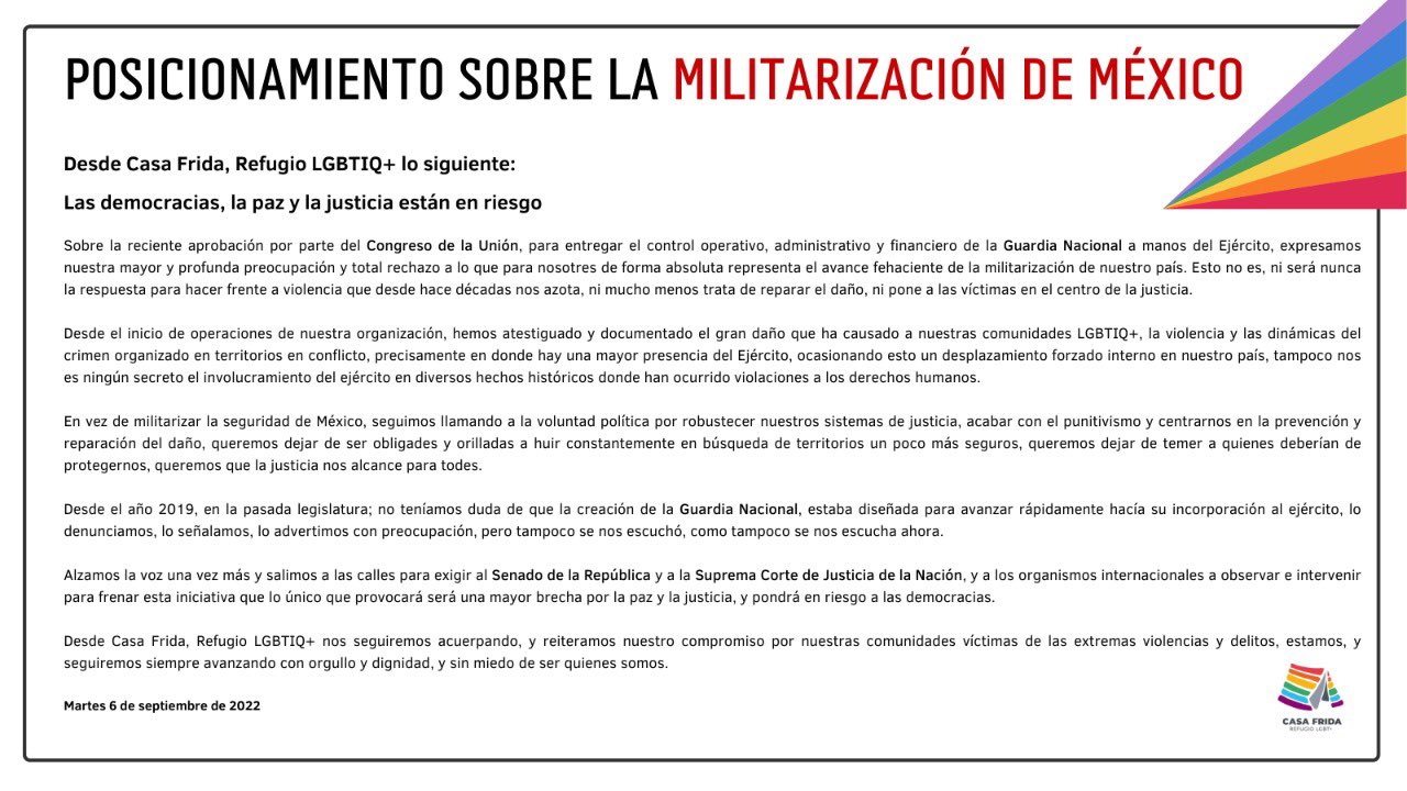 militarización méxico lgbt casa frida