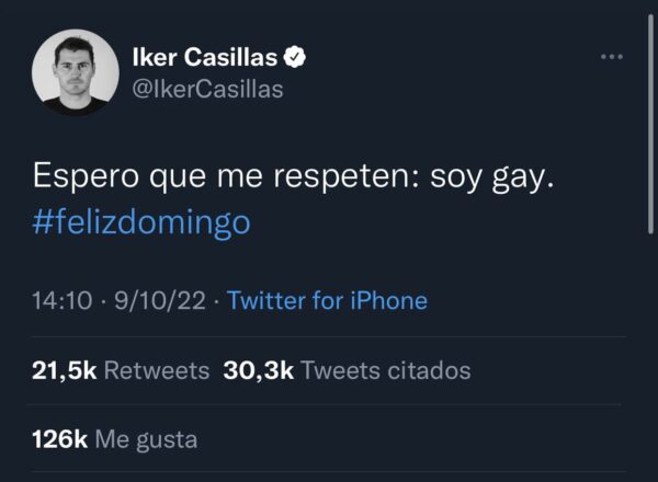 Iker Casillas futbolista tuit soy gay