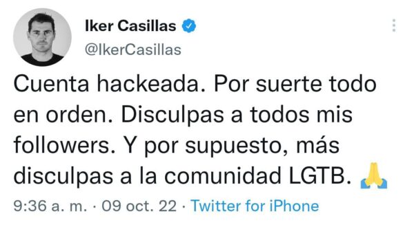 Iker Casillas disculpa por tuit soy gay