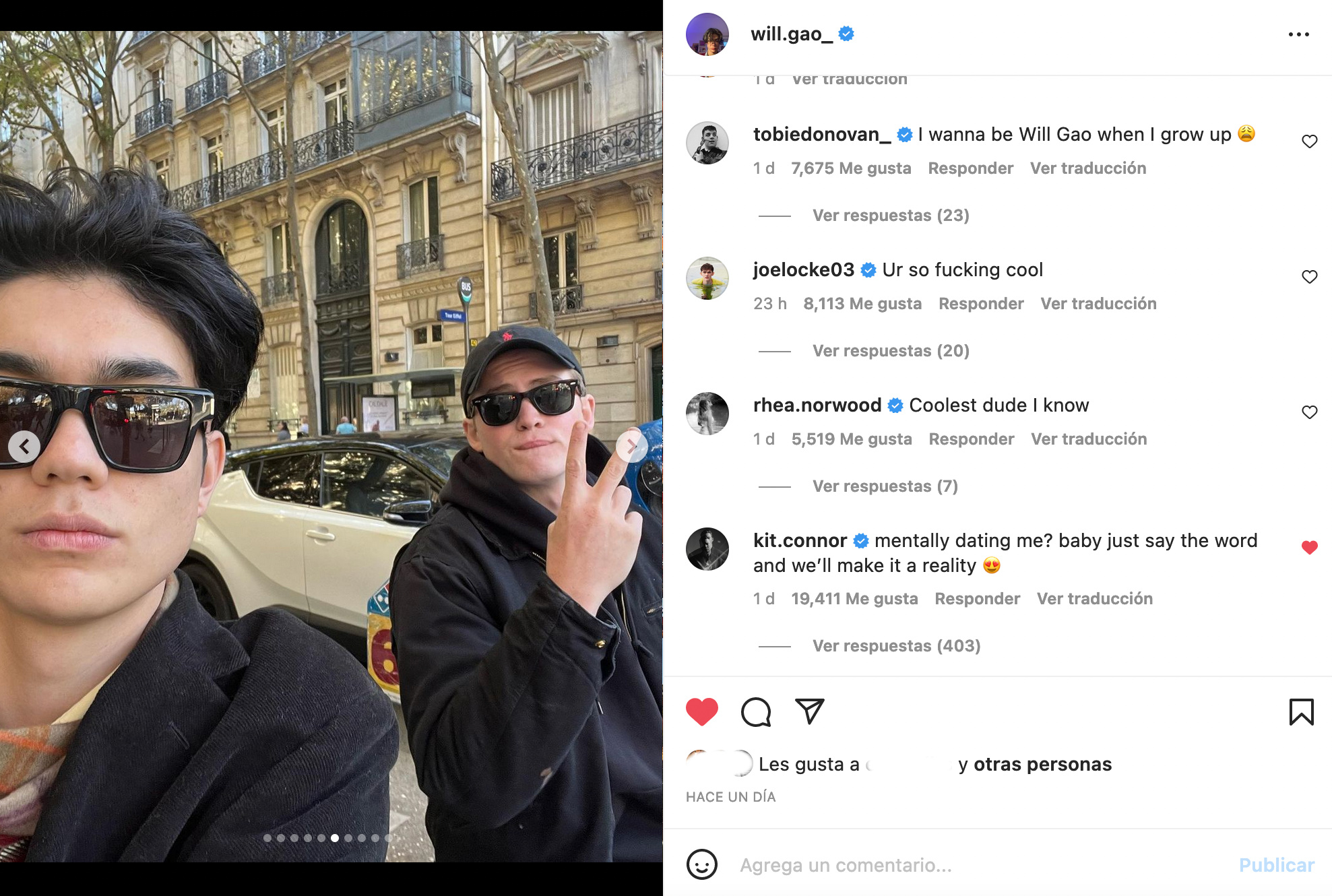 Kit Connor William Will Gao pareja relación Instagram