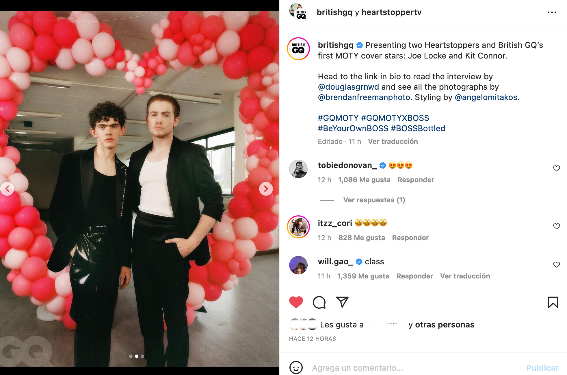 Joe Locke Kit Connor escenas románticas heartstopper GQ