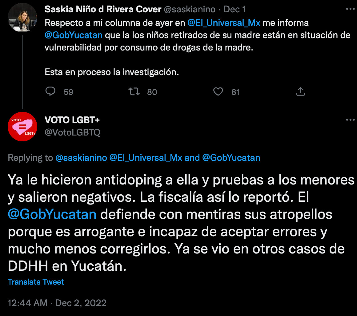 Saskia niño de rivera julissa madre lesbiana bebé yucatán