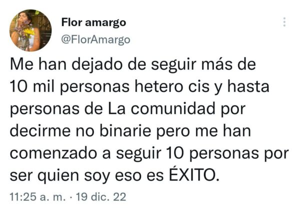 Flor amargo tuit sobre ser no binarie