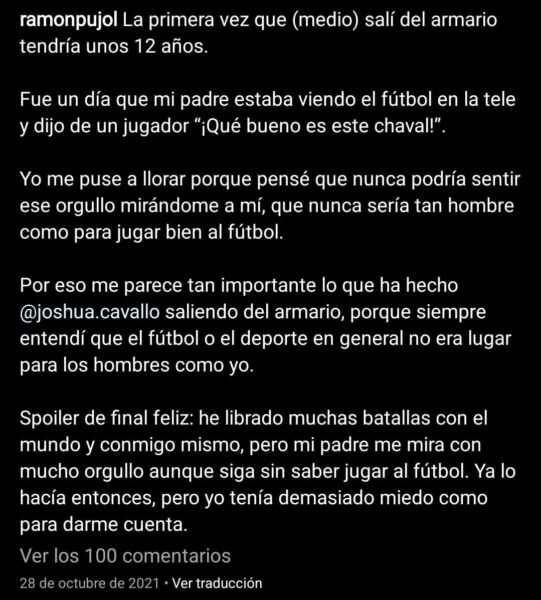 Ramón Pujol salida del clóset