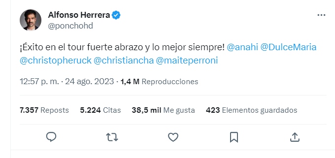 tuit alfonso herrera regreso rebelde rbd