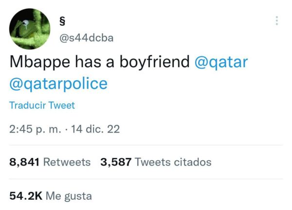 Tuit sobre novia de Mbappé
