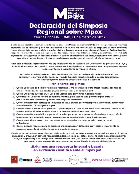 Comunicado Mpox declaración del simposio regional sobre Mpox