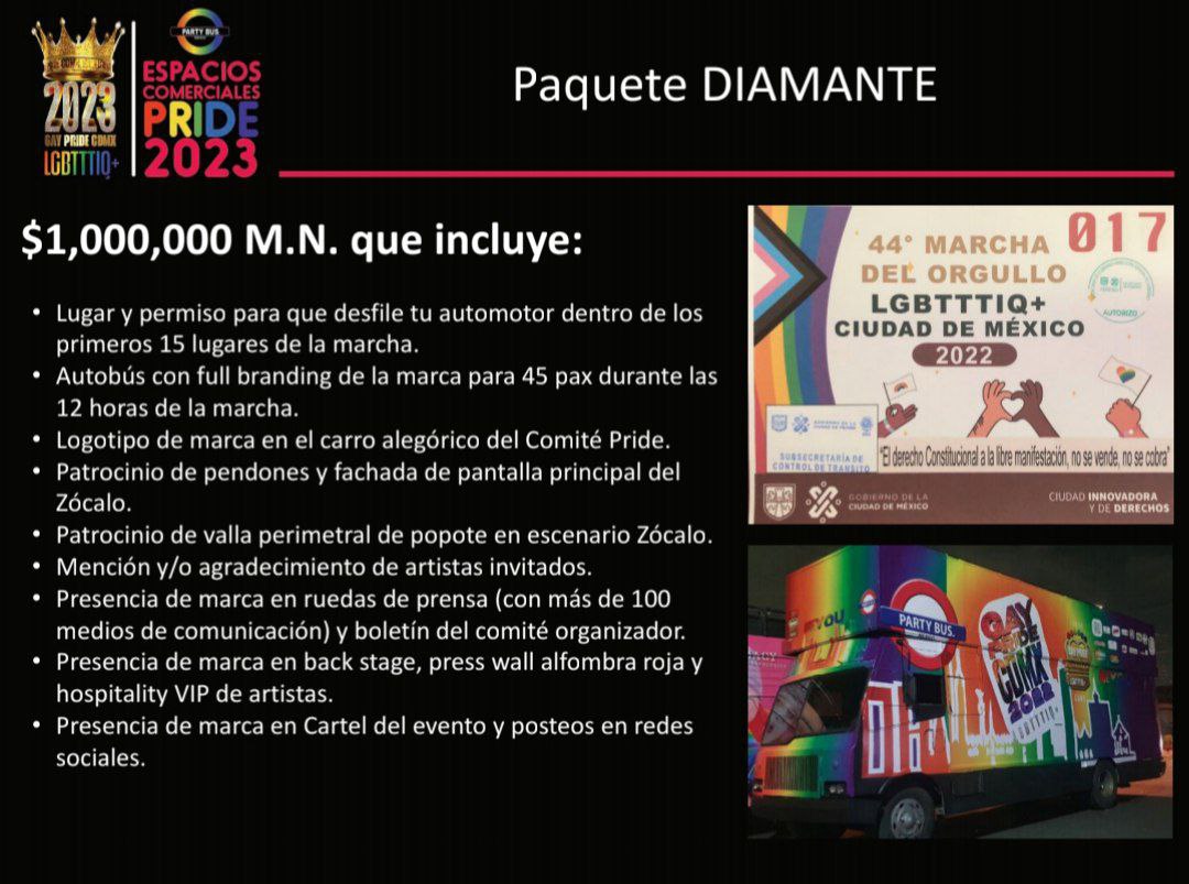 Paquete Diamante de Marcha del Orgullo LGBT+ del comité gay pride comunidad LGBTIQ+.