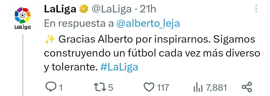 Alberto Lejárraga tuit de LaLiga.