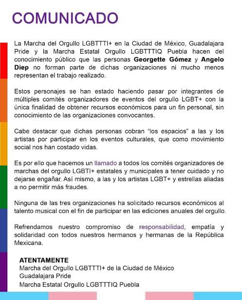 comunicado marcha del orgullo lgbt cdmx puebla guadalajara pride bloque negro