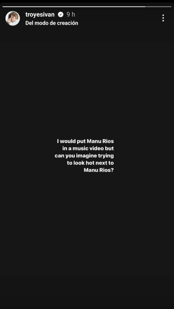 Historia de Instagram de Troye Sivan sobre Manu Ríos.
