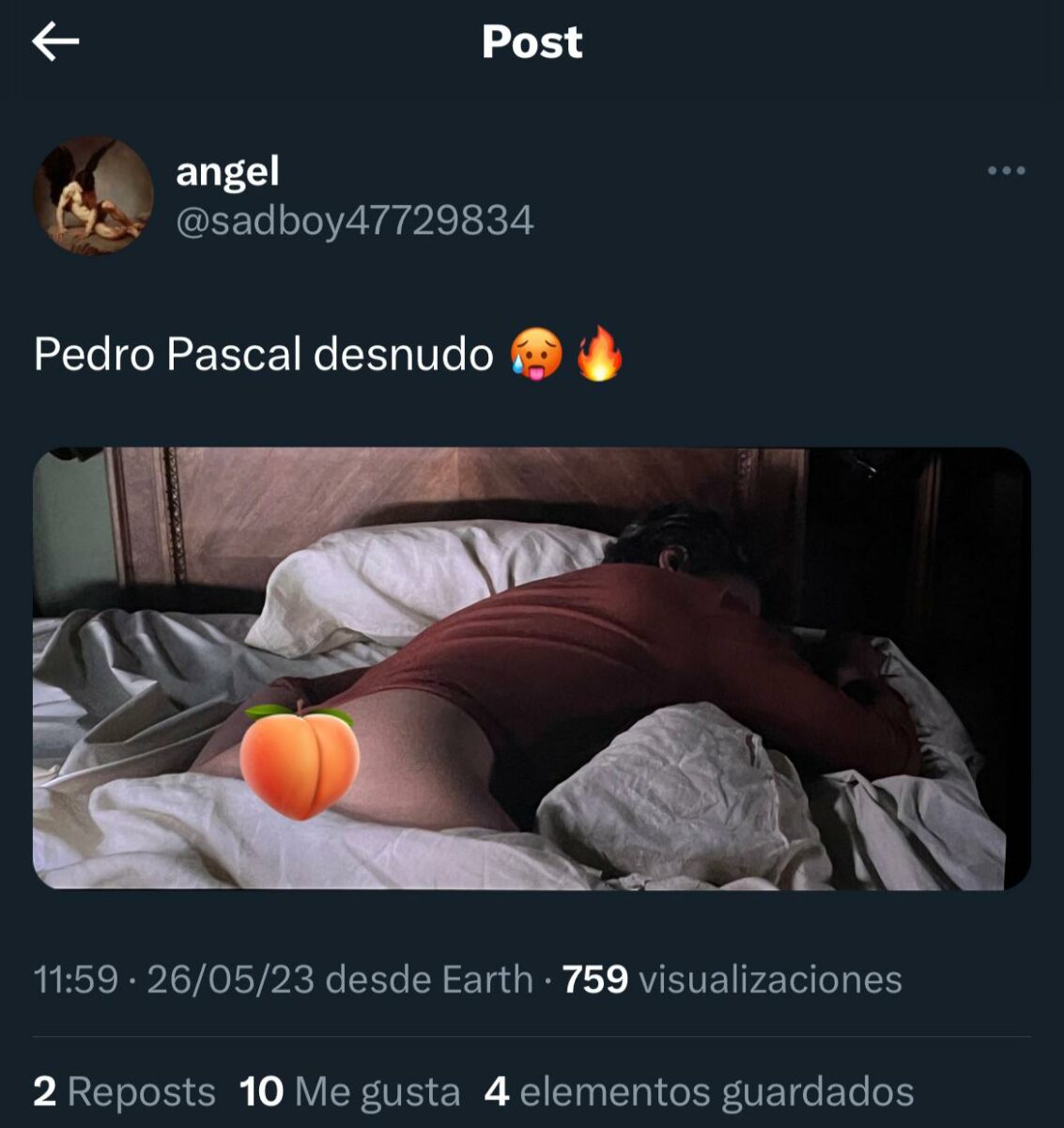 Pedro Pascal foto sin ropa en extraña forma de vida