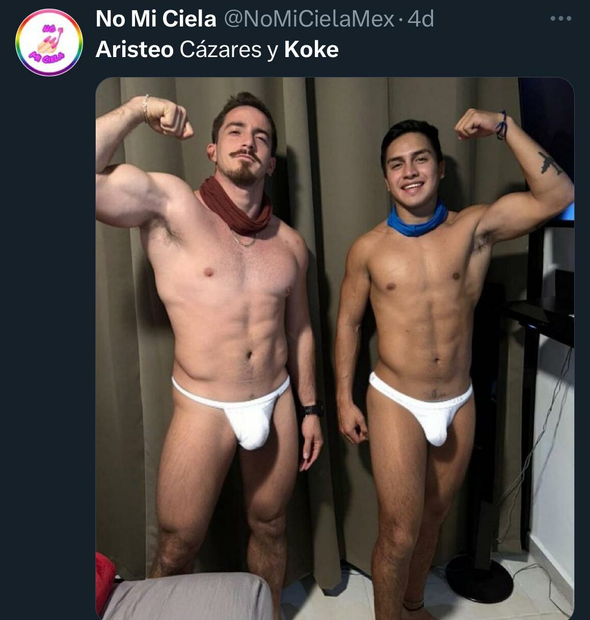 Aristeo Cázares y Koke Guerrero de exatlón méxico tanga fotos twitter