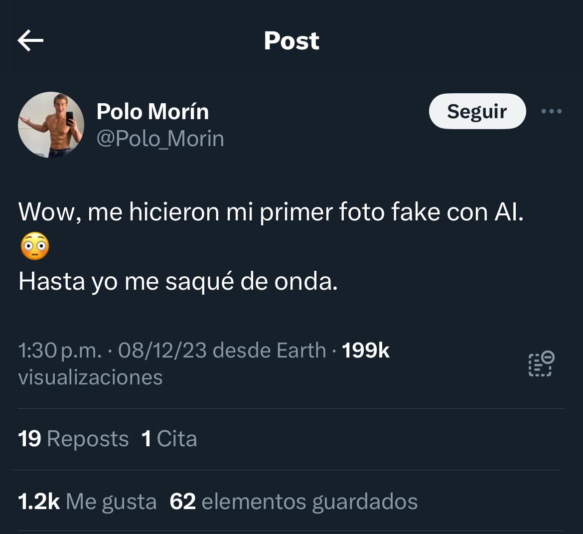 Polo Morín tuit sobre foto hecha con inteligencia artificial deepfakes famosos