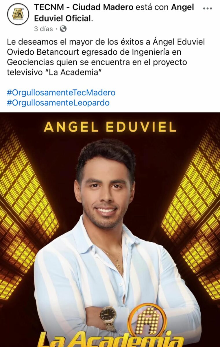 Ángel Eduviel de La Academia cantante