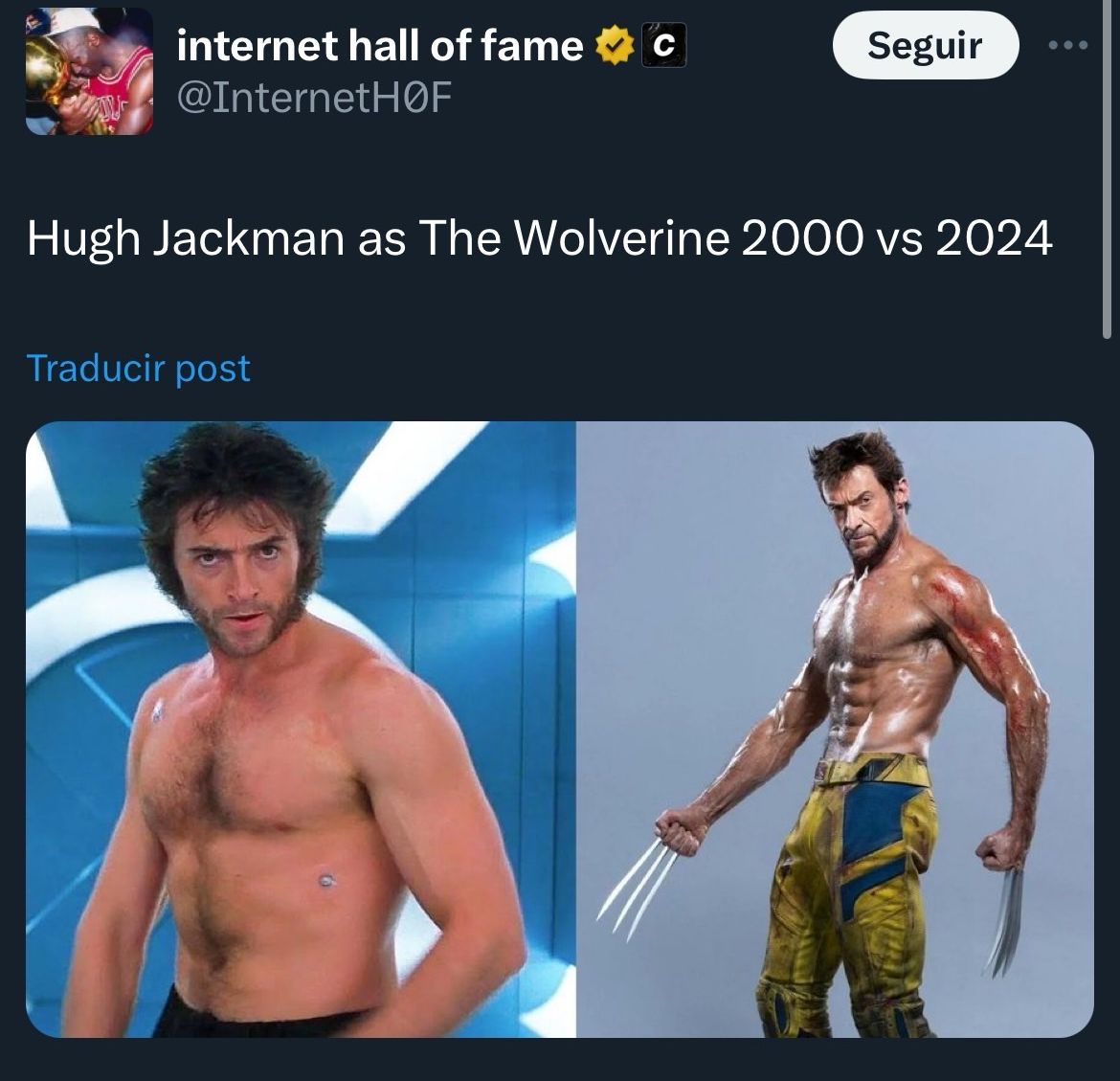 Hugh Jackman actor wolverine sin ropa evolución 2000 a 2024