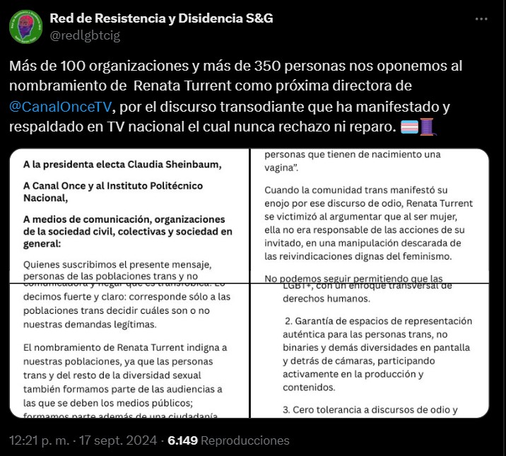 canal once renata turrent transfobia renuncia