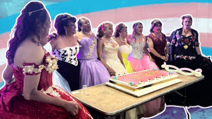 mujeres trans quince años XV fiesta pastel fotos bandera trans quinceañeras
