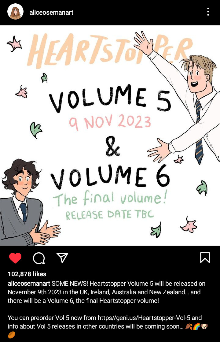 Heartstopper volumen 5 y 6 novela gráfica 