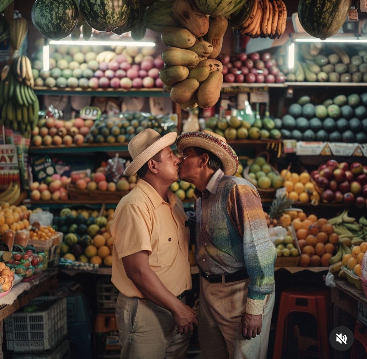 personas adultas dándose un beso