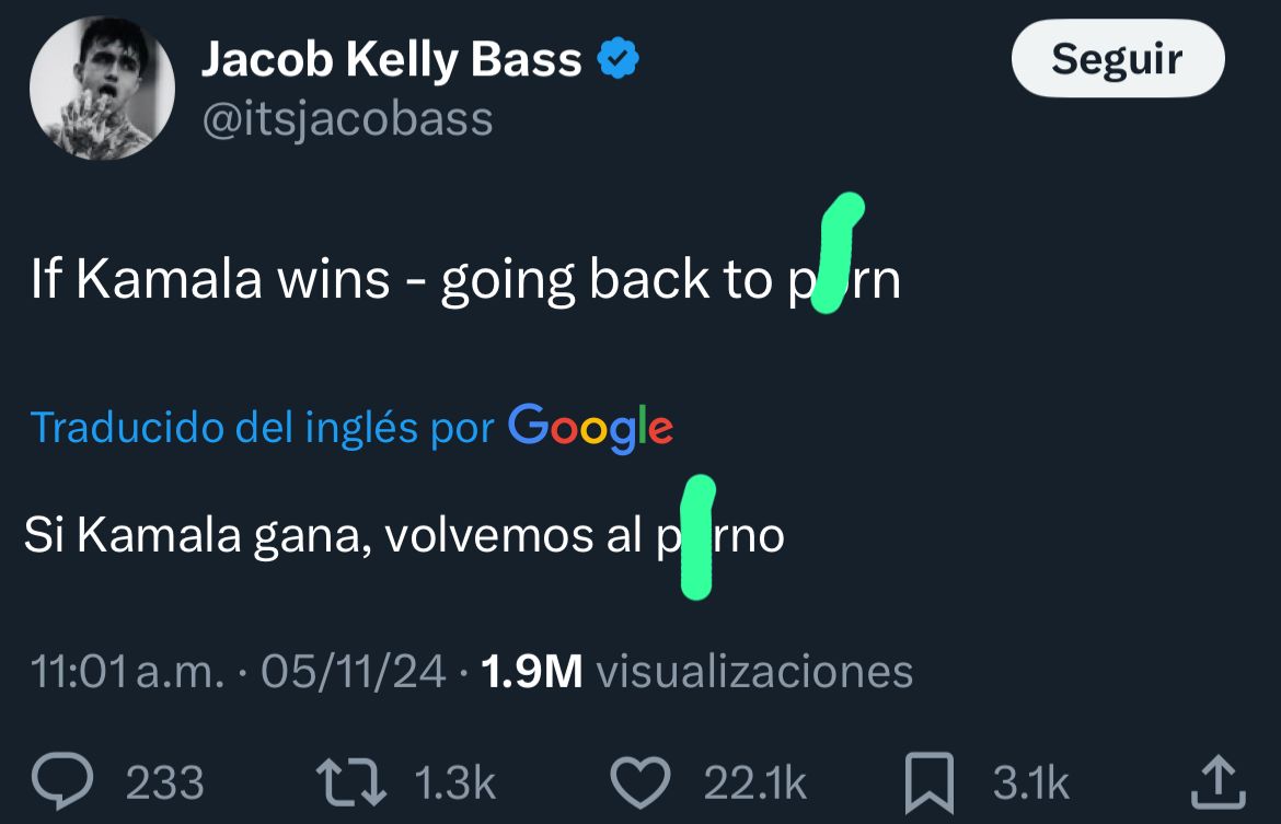 Tuit del artista de cine para adultos gay