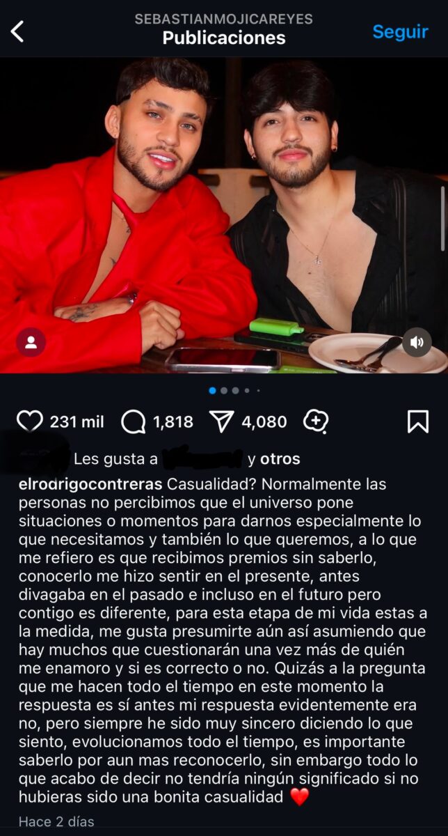 Rod Contreras y Sebastián Reyes novios